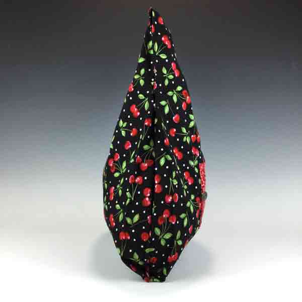 Eco Friendly FoldUp Market Bag- Cherries on Black - Image 5